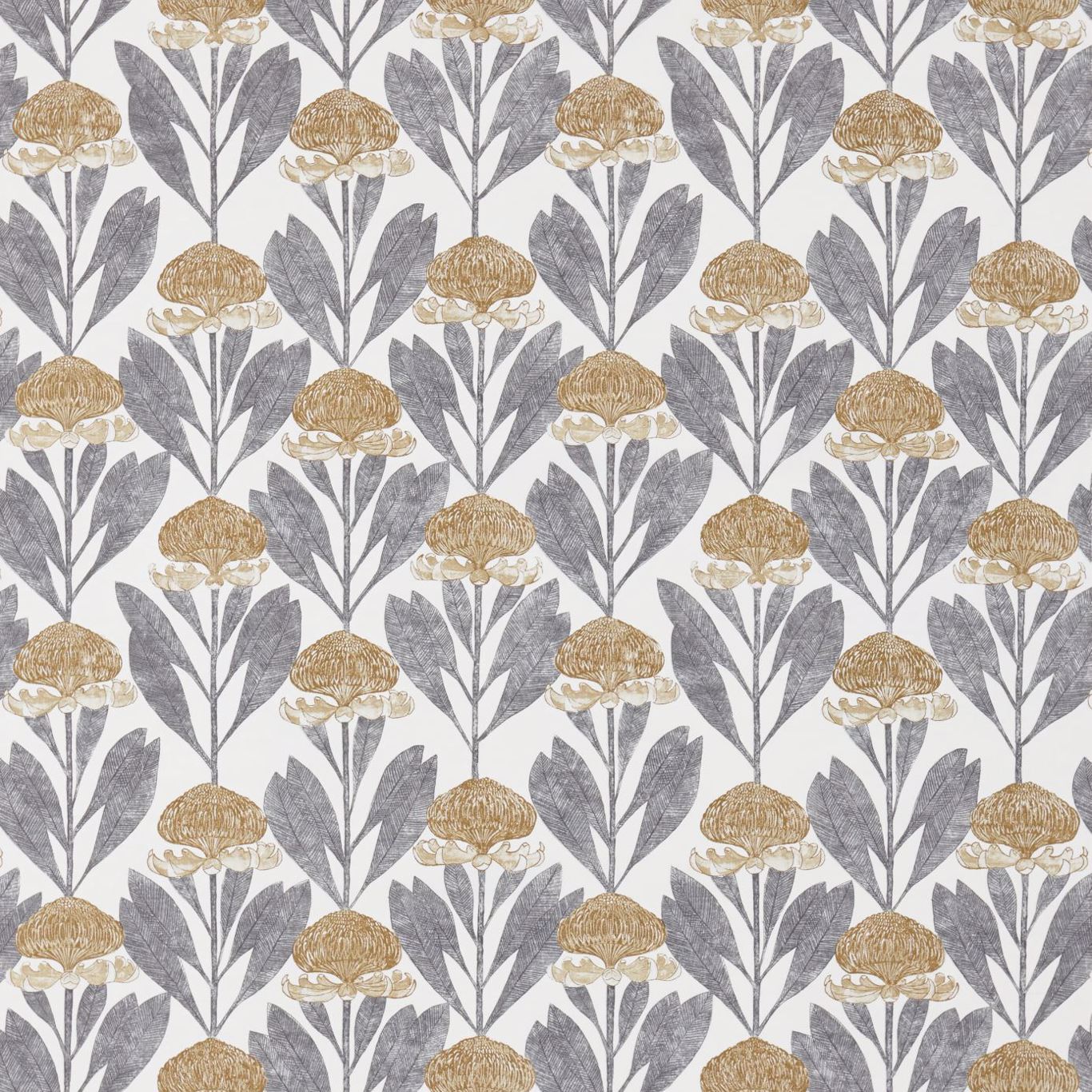 Protea Almond/Slate Fabric By Harlequin