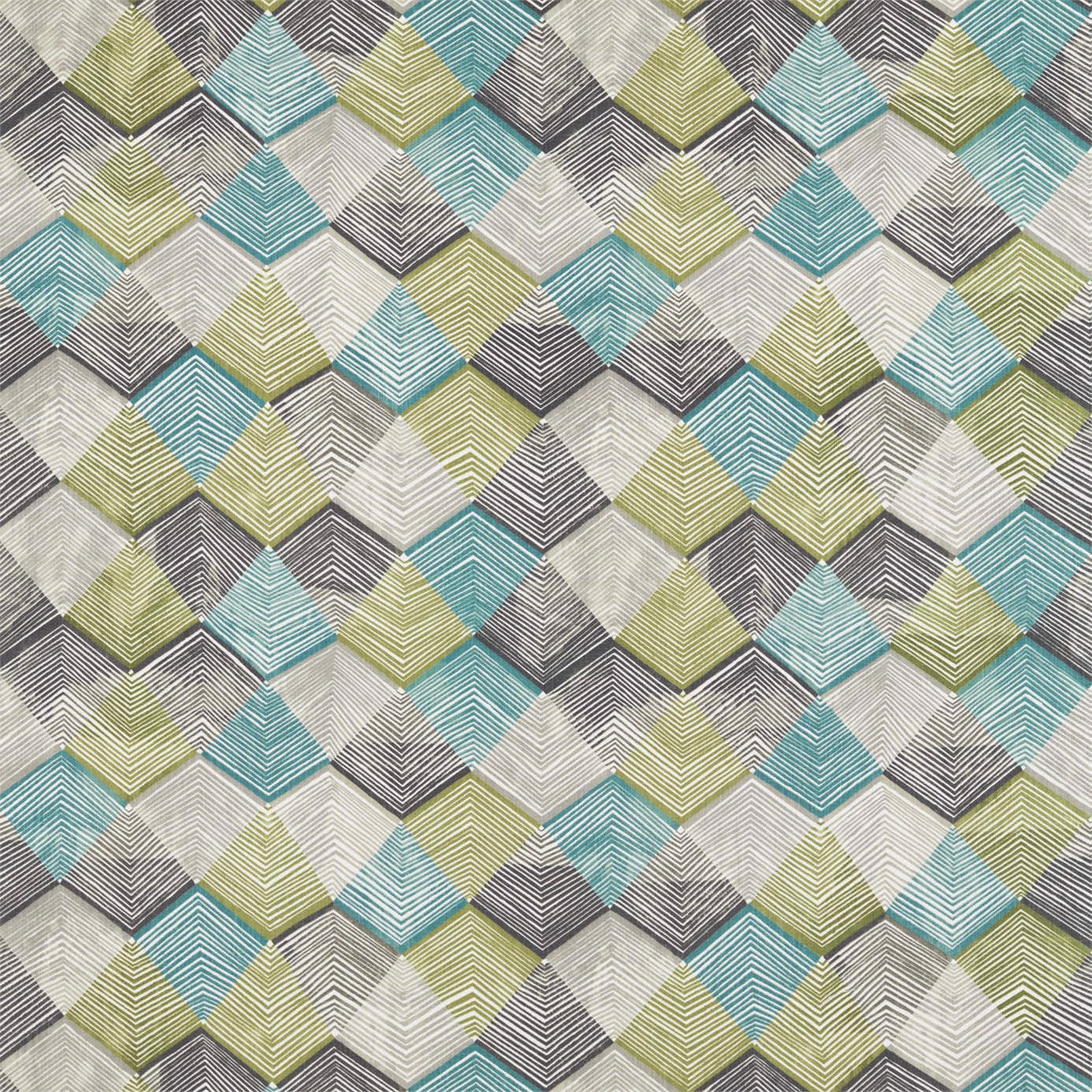 Rhythm Teal/Linden/Charcoal Fabric By Harlequin