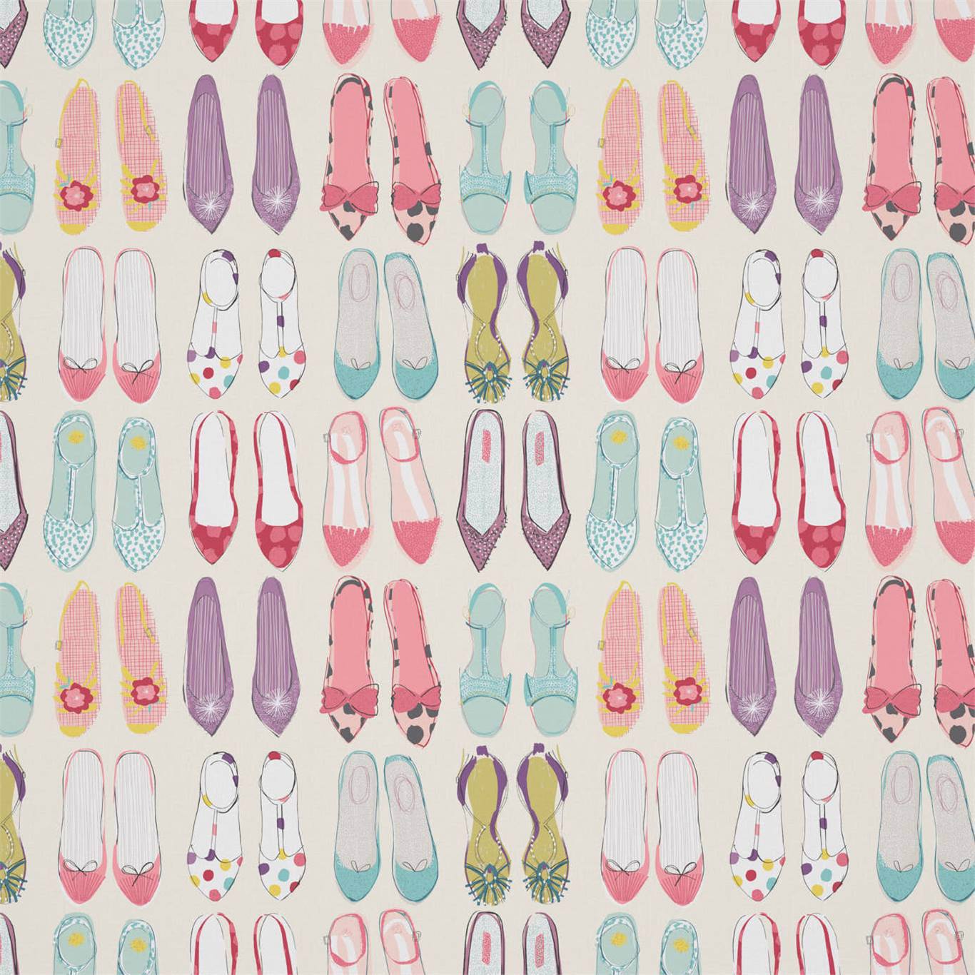 World At Your Feet Pebble/Blossom/Sky Fabric By Harlequin