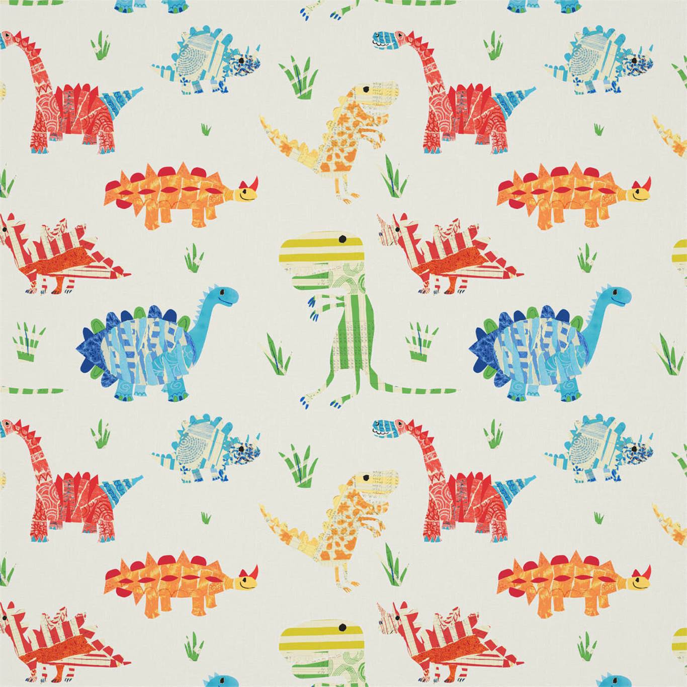 What a Hoot Fabrics 3229 Jolly Jurassic Aqua/tangerine/apple/neutral Fabric By Harlequin