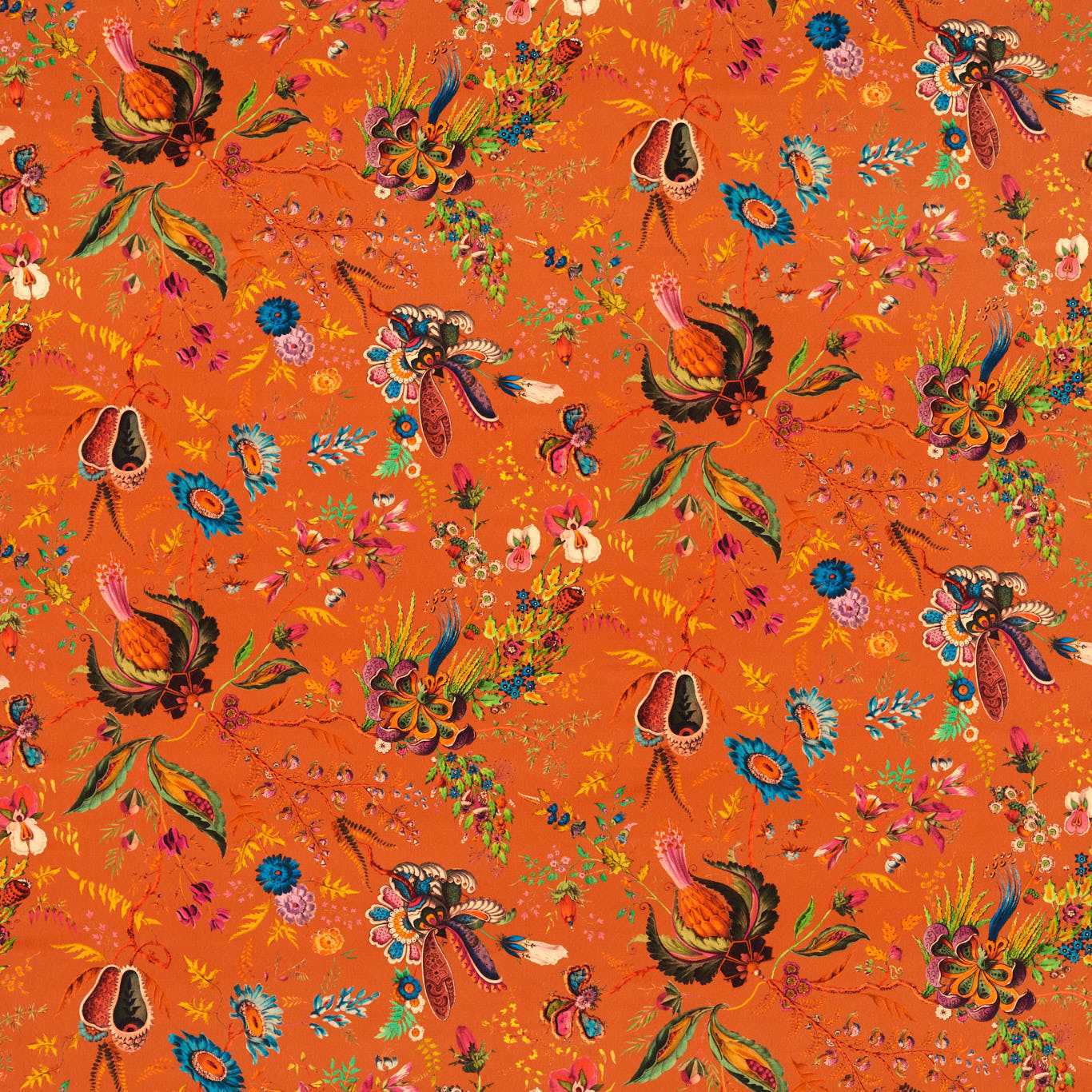 Wonderland Floral Amber/Lapis/Ruby Fabric By Harlequin