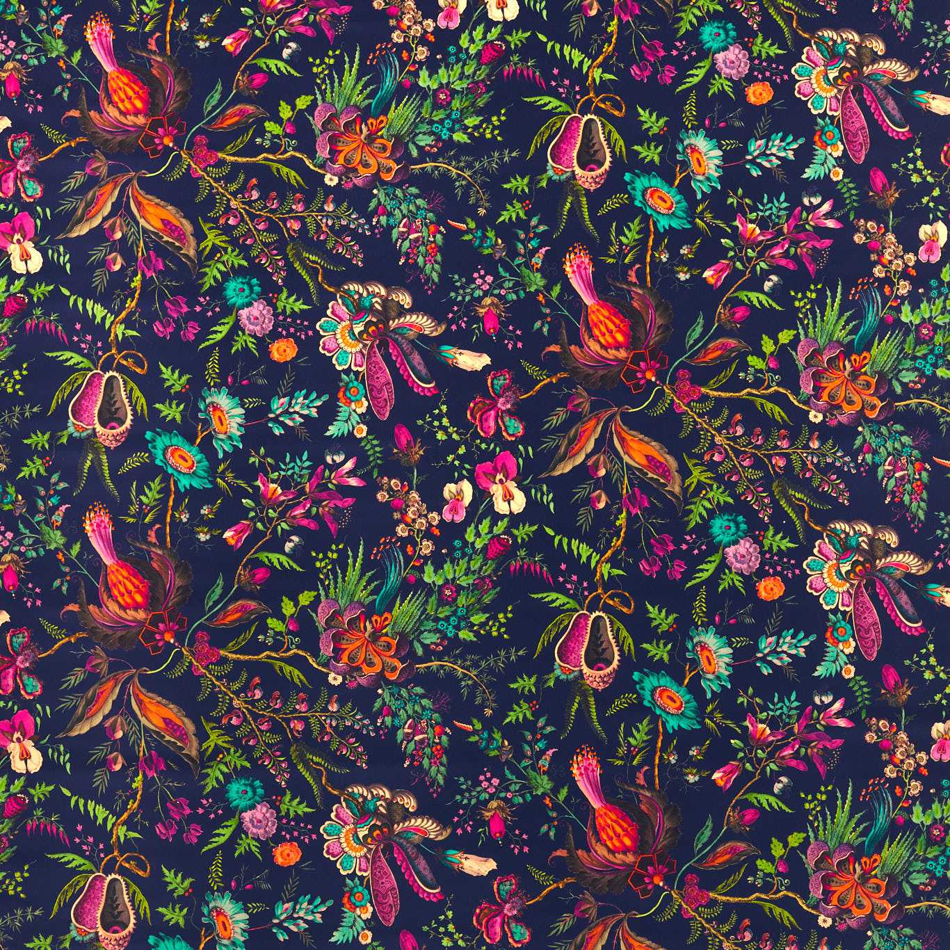 Wonderland Floral Sapphire/Spinel/Emerald Fabric By Harlequin