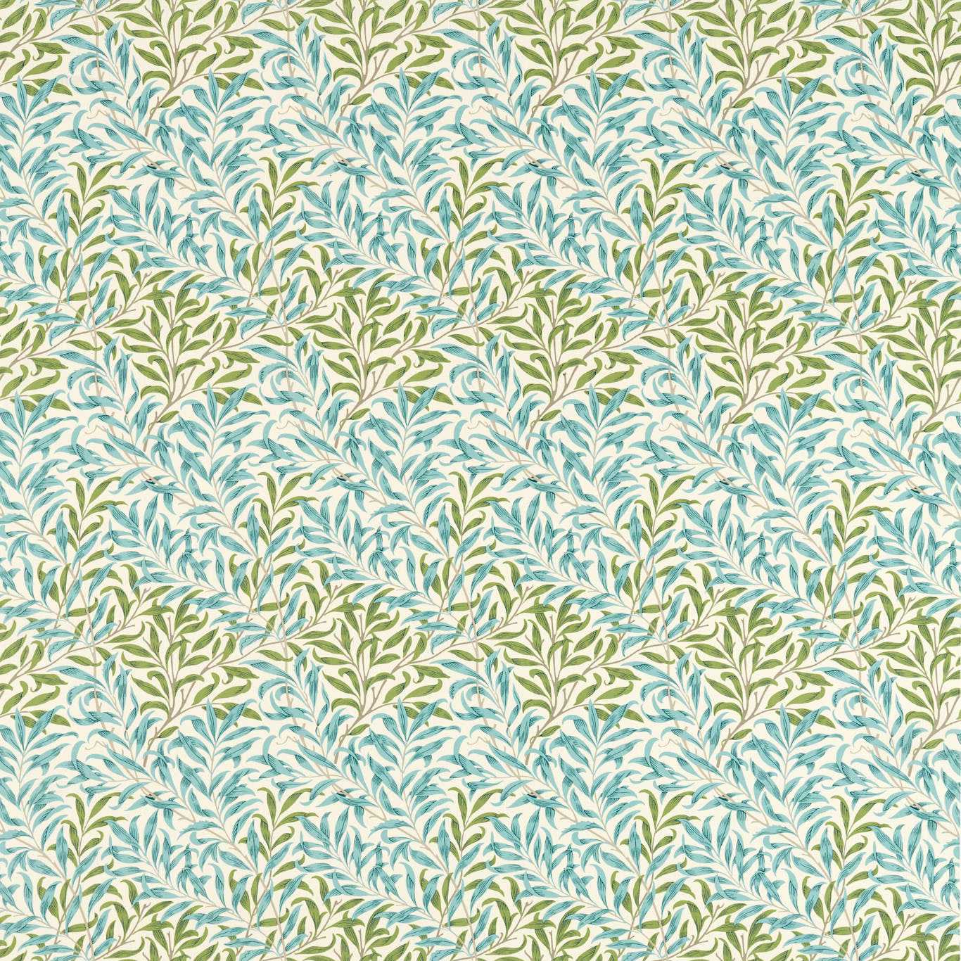 Willow Bough Nettle/Sky Blue Fabric By Morris & Co