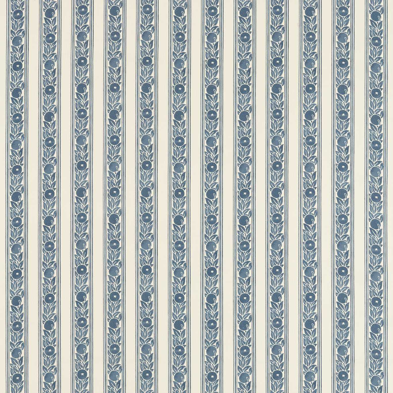 Fruit Stripe Indigo Fabric By Morris & Co