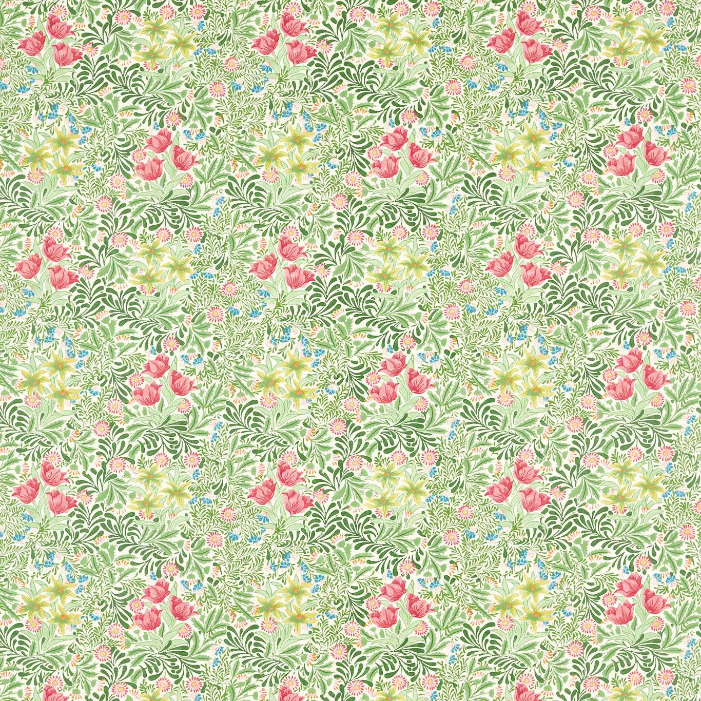 Bower Boughs Green/Rose Fabric By Morris & Co