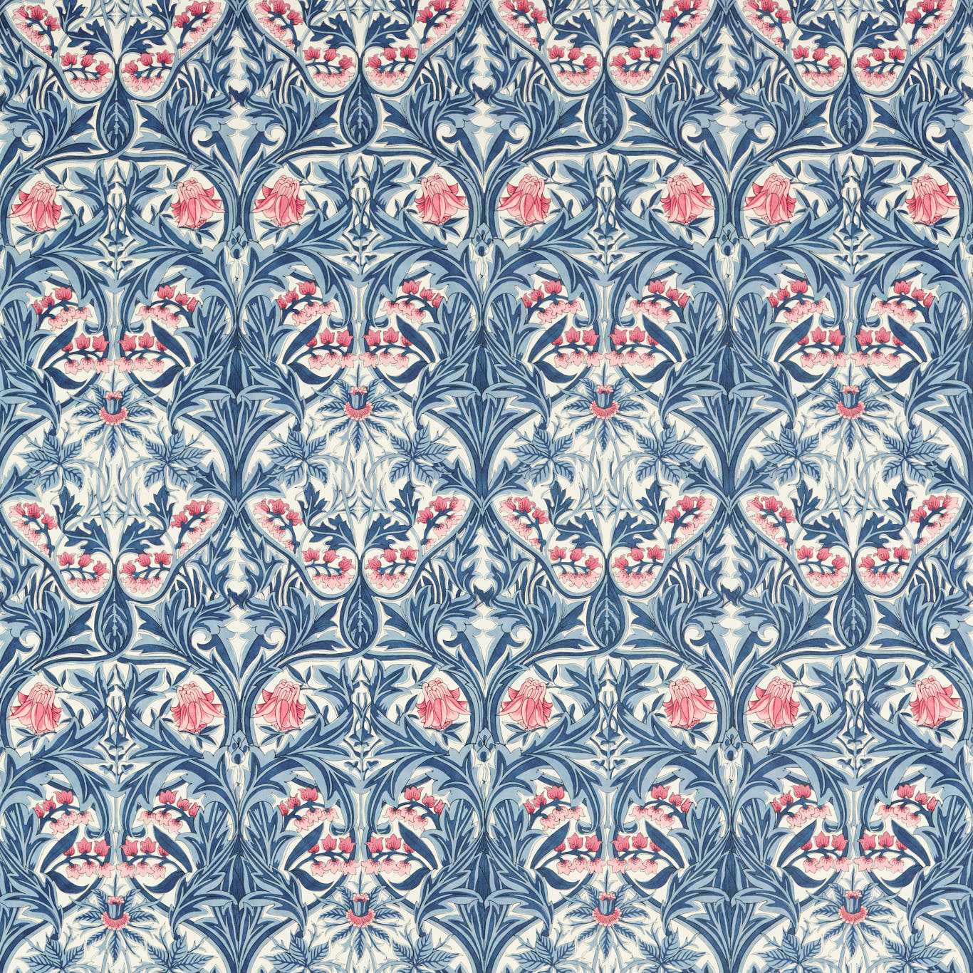 Bluebell Indigo/Rose Fabric By Morris & Co