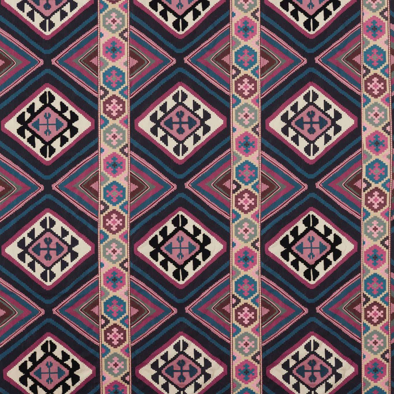 Dorothys Kilim Barbed Berry/Indigo Fabric By Morris & Co