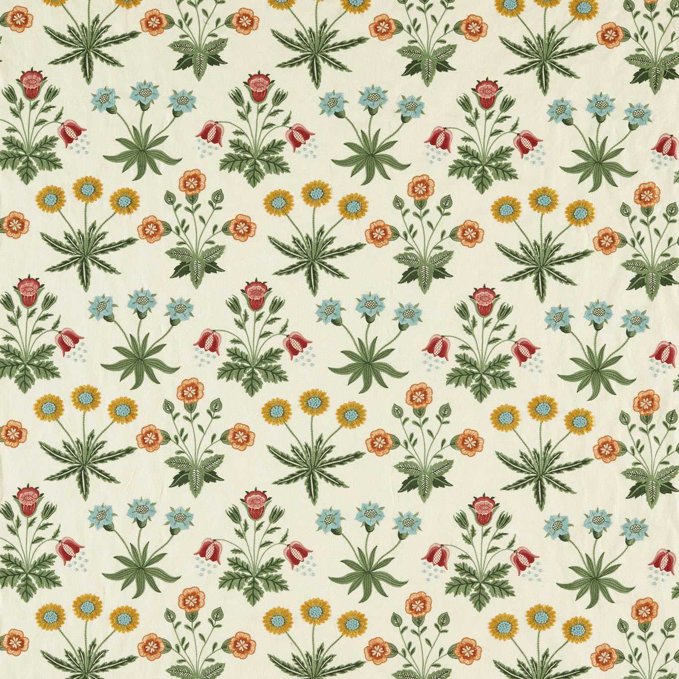 Daisy Embroidery Cream/Multi Fabric By Morris & Co