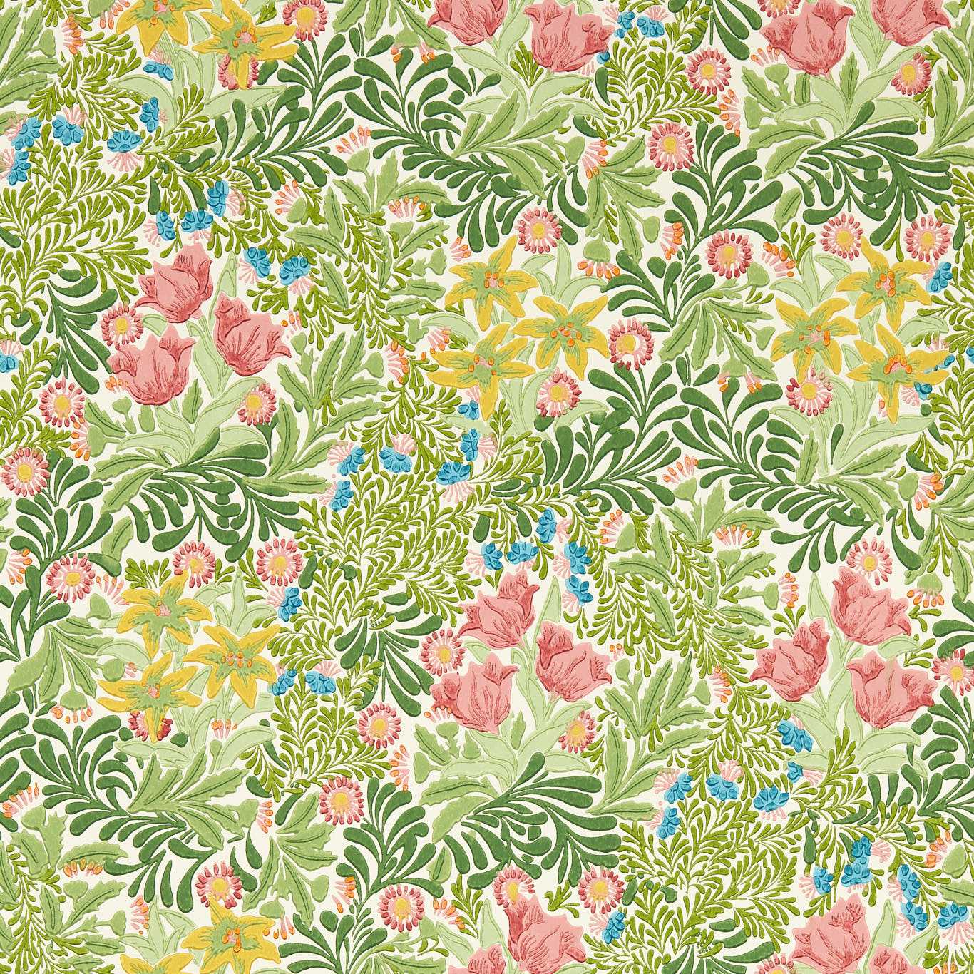 Bower Wallpaper Bough`s Green/Rose Wallpaper MEWW217205 by Morris & Co