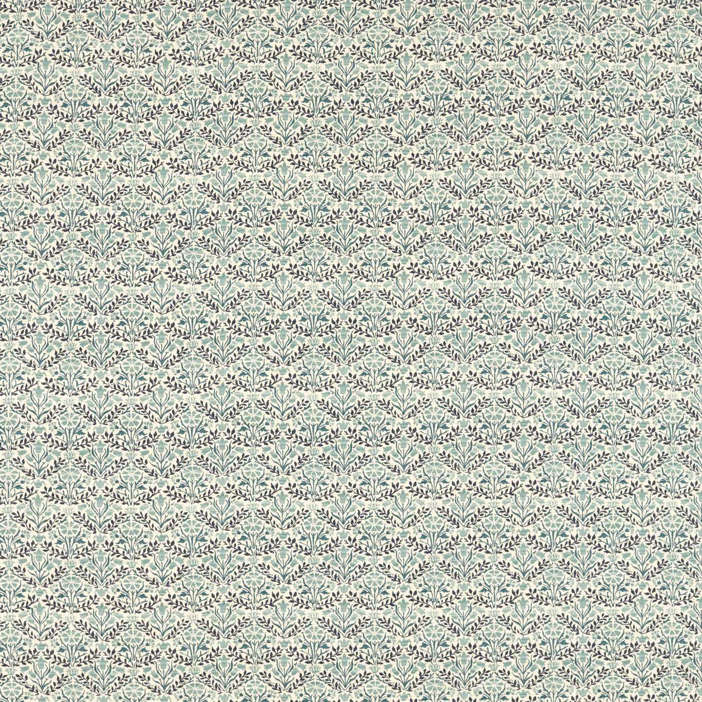 Bellflowers Indigo/Seagreen Fabric By Morris & Co