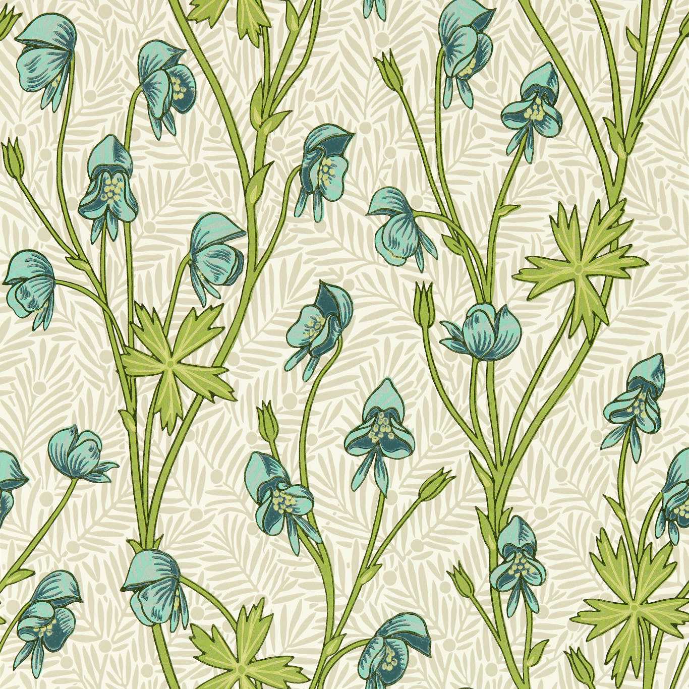 Monkshood Aqua/Peashoot Wallpaper MVOW217344 by Morris & Co