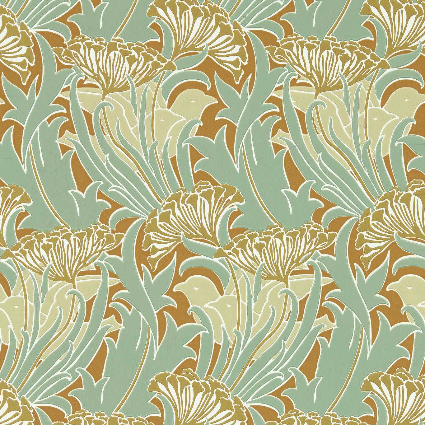 Laceflower Tobacco/Pistachio Wallpaper MVOW217354 by Morris & Co