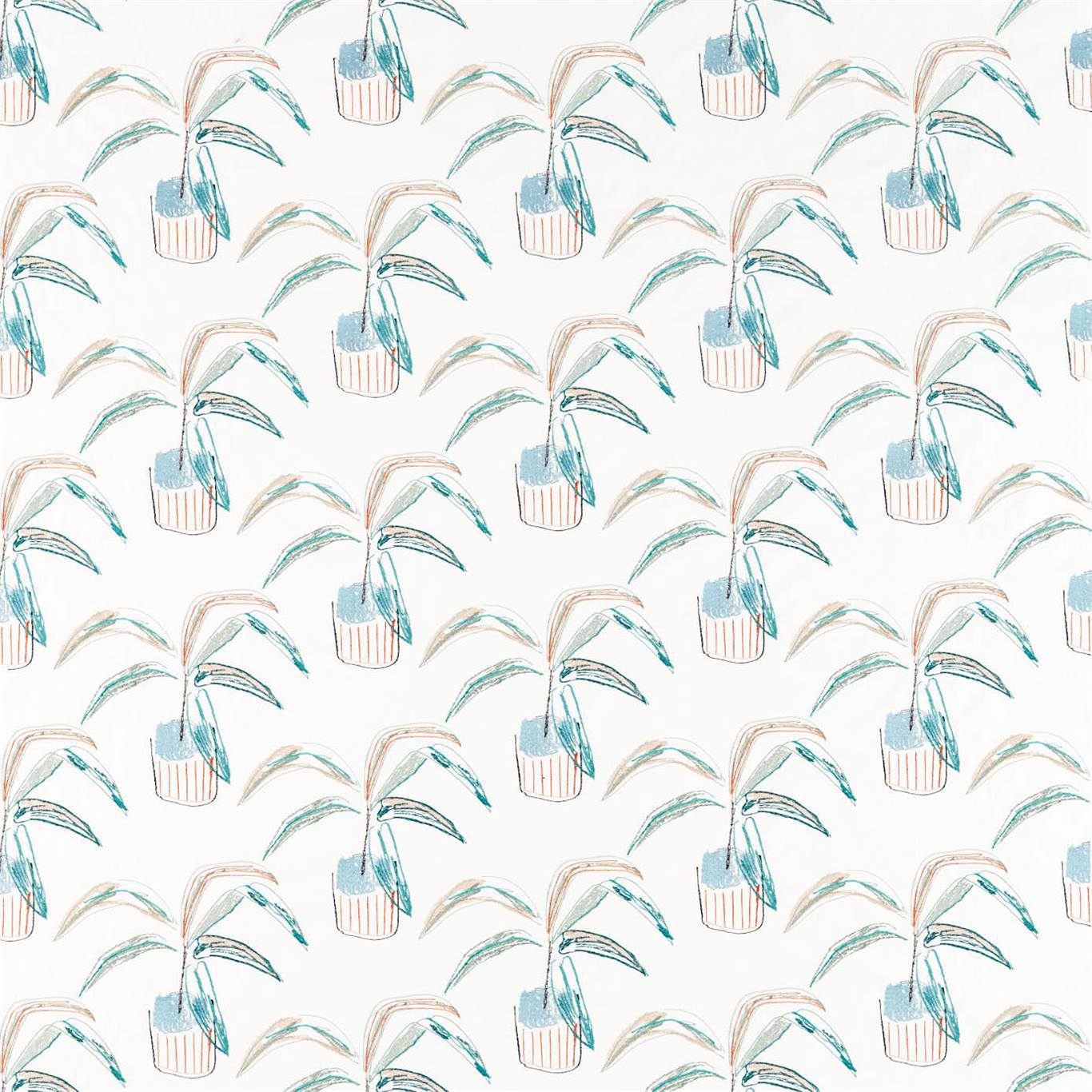 Crassula Marine/Tangerine/Mint Fabric By Scion