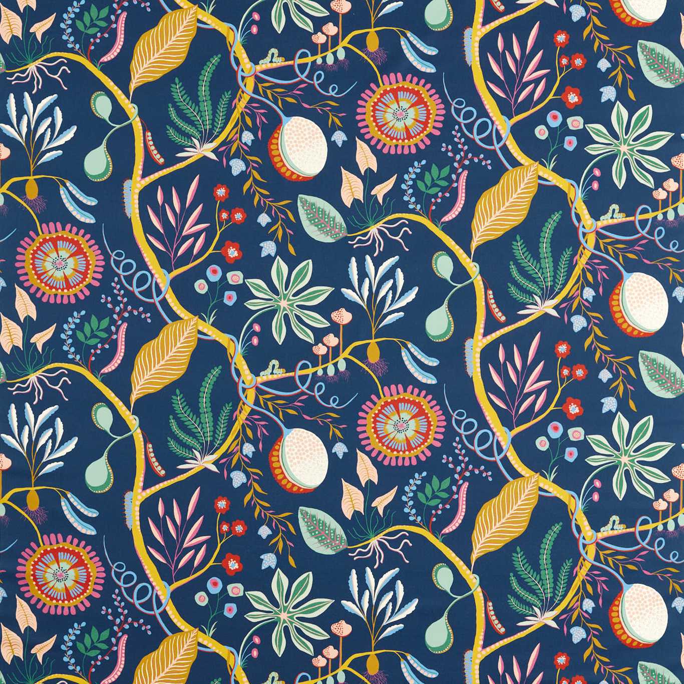 Jackfruit and the Beanstalk Midnight Fabric By Scion