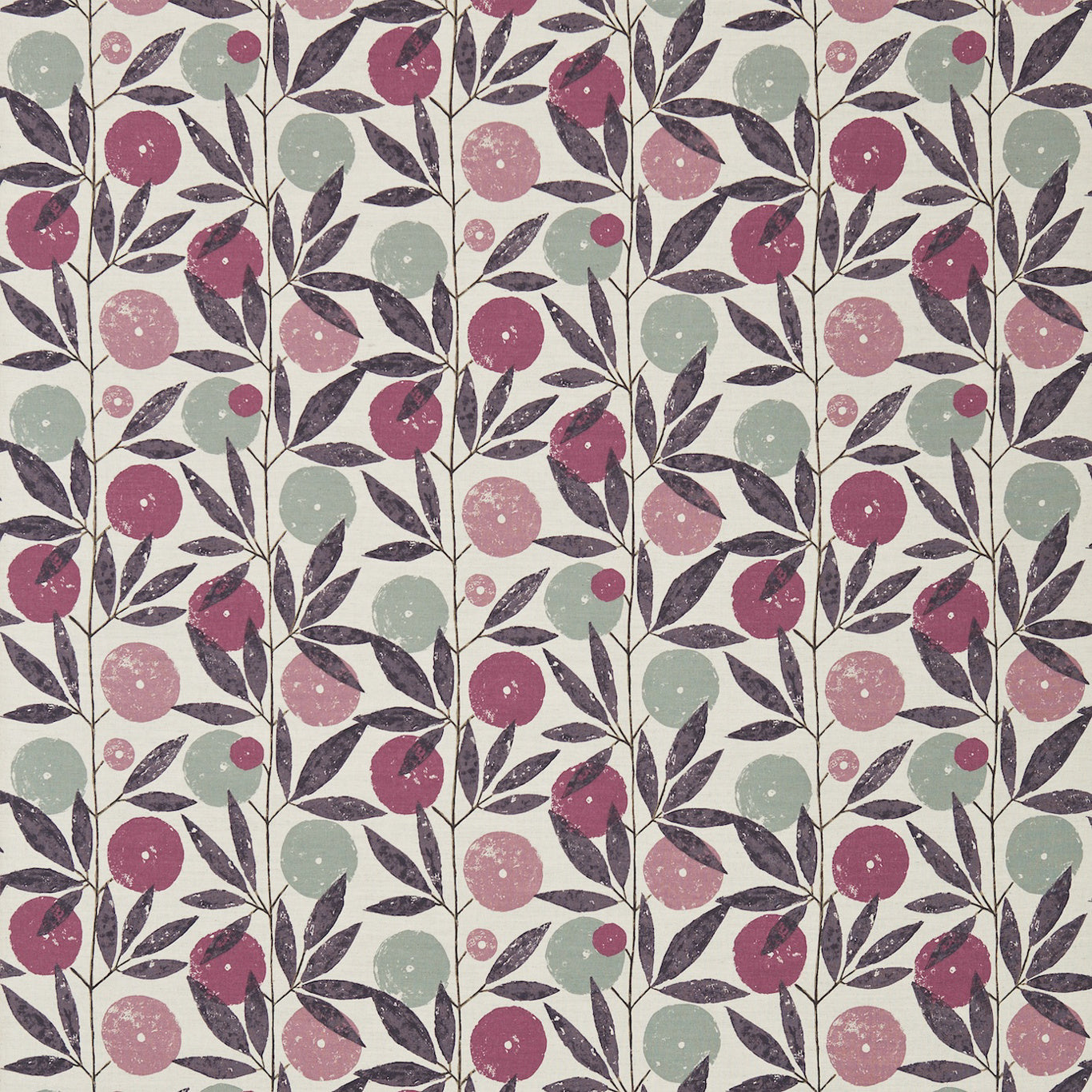 Blomma Heather/Damson/Stone Fabric By Scion