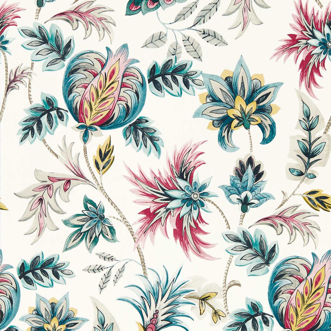 Sizergh Teal/Berry Wp Teal/Berry Wallpaper W0198/04 by Clarke & Clarke